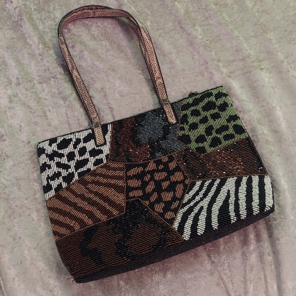 FENDI Rare Beaded Python Baguette  Purse